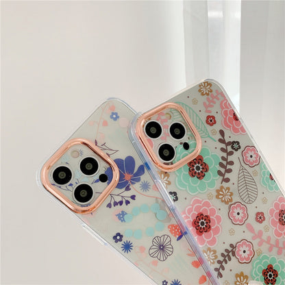 Anymob iPhone Case Red Plating Flowers Case Transparent Acrylic Bumper Back Cover-Mobile Phone Cases-PEROZ Accessories