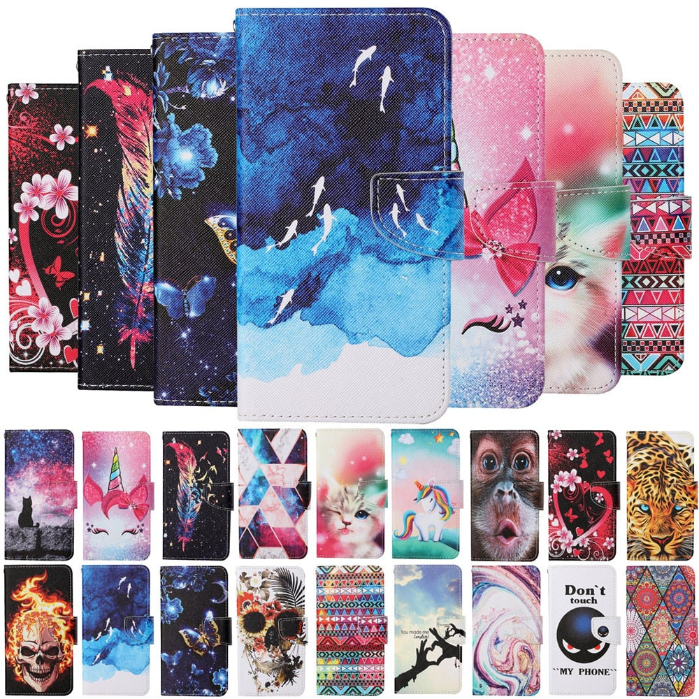 Anymob Samsung Unicorn Horn Pattern Phone Case Magnetic Flip Leather Wallet Painted Cover-Mobile Phone Cases-PEROZ Accessories