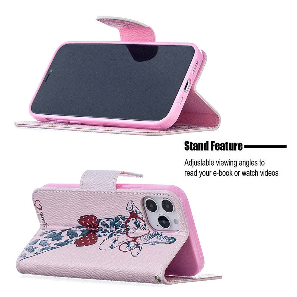 Anymob iPhone Case Blue with Cherry Blossom Flip Cover Fashion Painted Wallet Leather Bag Shell-Mobile Phone Cases-PEROZ Accessories