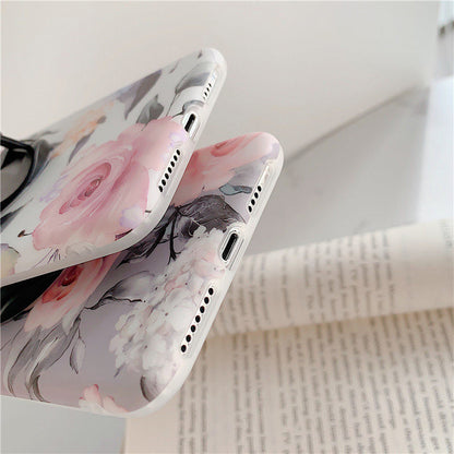 Anymob iPhone Pjnk Orchid Ring Stand Case Back Cover Silicone Phone Cases-Mobile Phone Cases-PEROZ Accessories