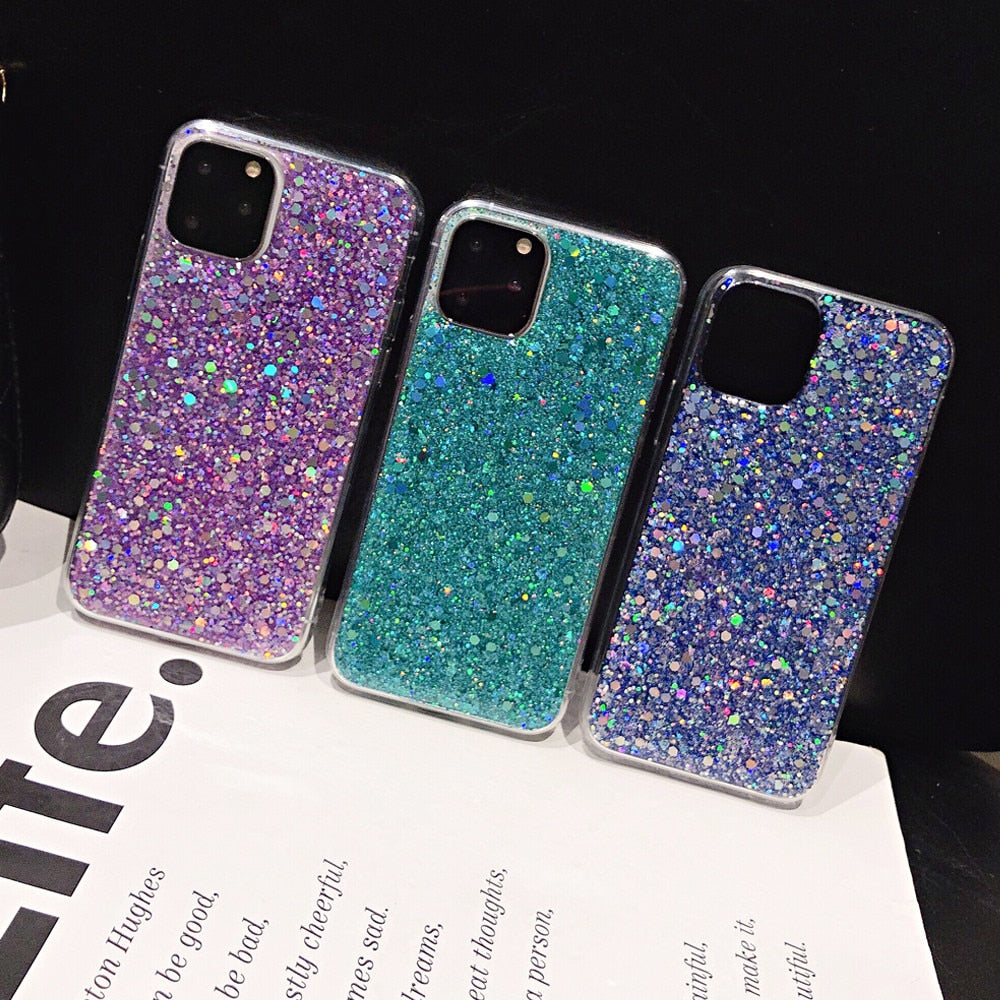 Anymob iPhone Case Yellow Shining Sequin Glitter Soft Silicone Bling Cover-Mobile Phone Cases-PEROZ Accessories