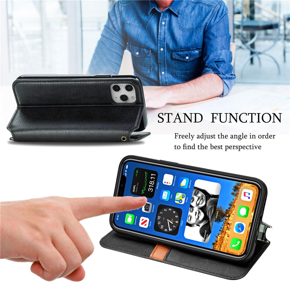 Anymob IPhone Silver Fashion Flip Phone Leather Cases Wallet Book Style Cover-Mobile Phone Cases-PEROZ Accessories
