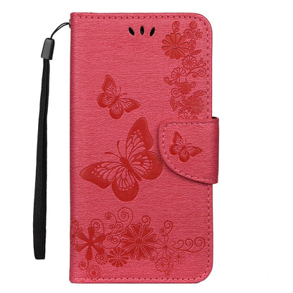 Anymob iPhone Pink Fashion Flip Case Butterfly Print Card Slot Wallet Leather Back Cover-Mobile Phone Cases-PEROZ Accessories