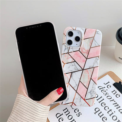 Anymob iPhone Blue Green Glossy Marble Phone Case Silicone Shockproof Bumper Cover-Mobile Phone Cases-PEROZ Accessories