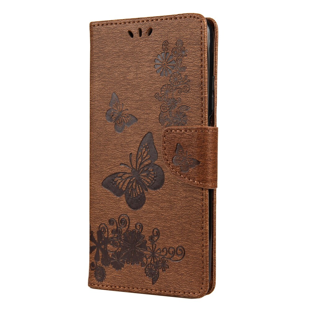 Anymob Samsung Brown Flip Phone Case Big Butterfly Leather Wallet Book Style Cover Shell-Mobile Phone Cases-PEROZ Accessories