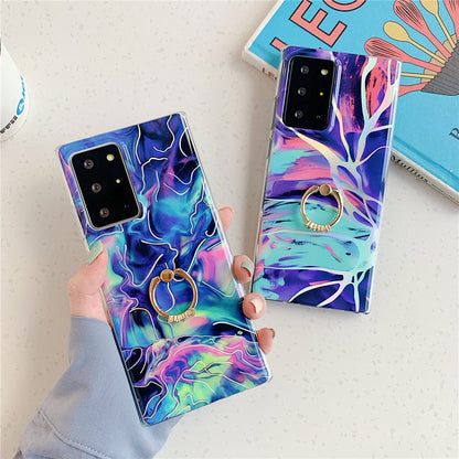 Anymob Samsung Case Purple Marble Protection Soft Cover With Ring Holder Stand-Mobile Phone Cases-PEROZ Accessories