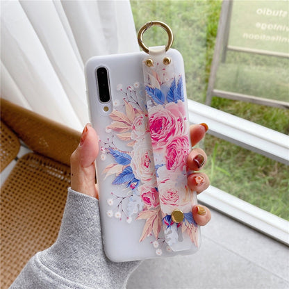 Anymob Samsung White Magnolia Flowers Case Wrist Strap Cover-Mobile Phone Cases-PEROZ Accessories