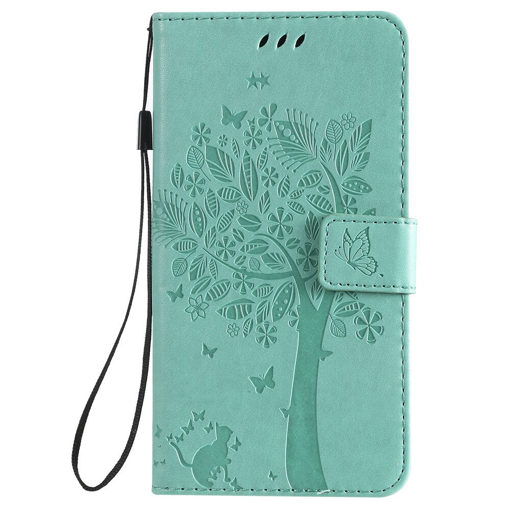 Anymob iPhone Blue Flip Leather Cases Cat Embossing Wallet Phone Cover-Mobile Phone Cases-PEROZ Accessories