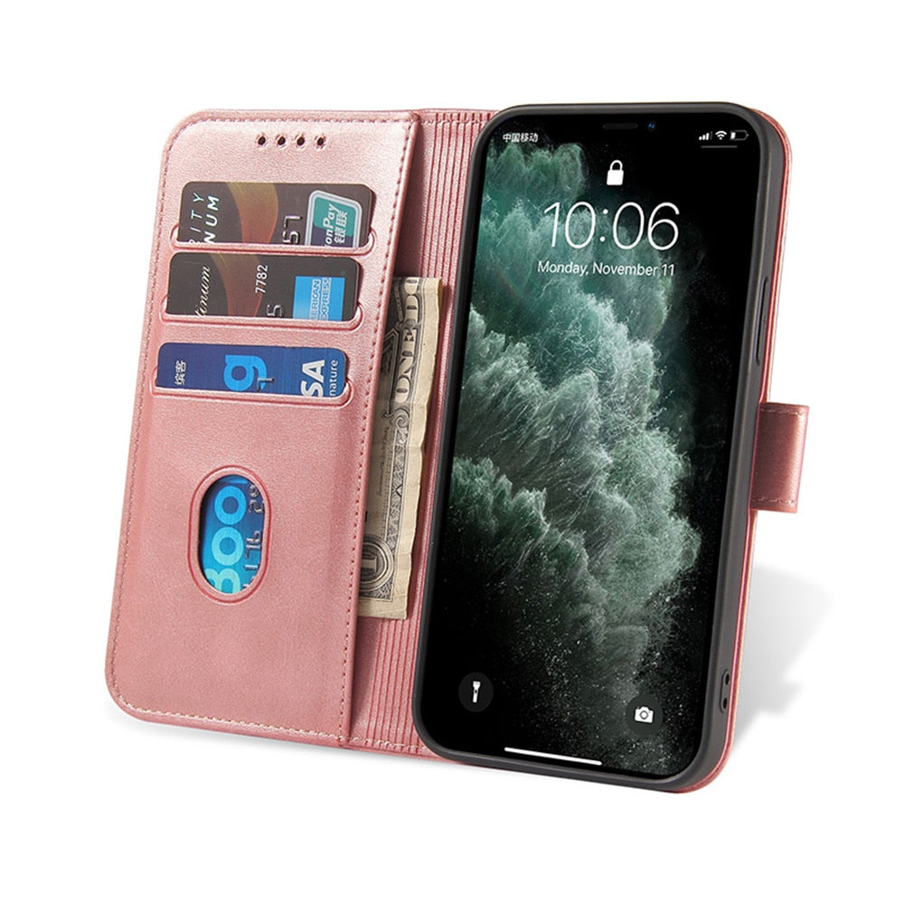 Anymob iPhone Case Blue Magnetic Flip Solid Color Wallet Phone Protection Cover-Mobile Phone Cases-PEROZ Accessories