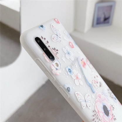 Anymob Samsung Case Peach Flower Vintage Relief Flower Phone Matte Soft Silicone Back Cover-Mobile Phone Cases-PEROZ Accessories