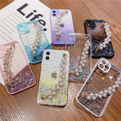 Anymob iPhone Case White Pearl Bracelet Glitter Shockproof Camera Protection Cover-Mobile Phone Cases-PEROZ Accessories