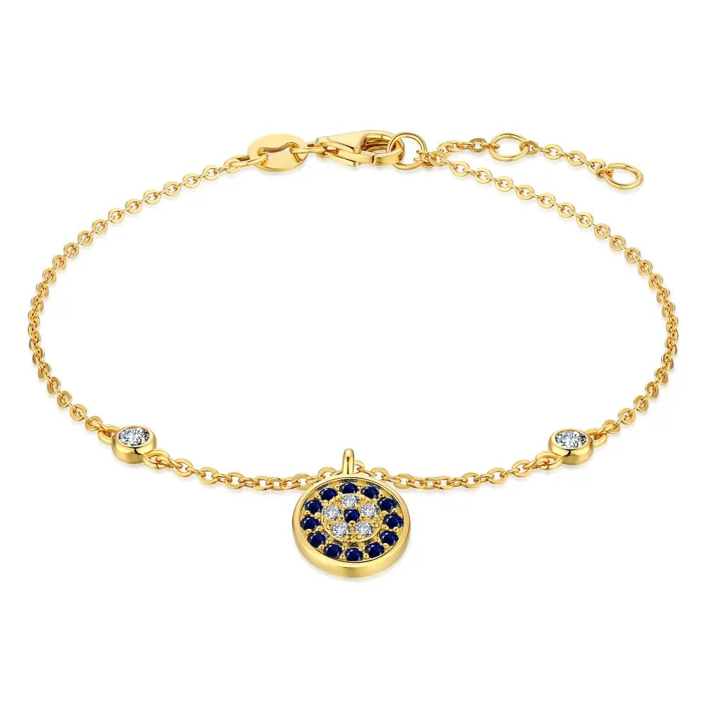 Anyco Bracelet Custom Cubic Zirconia Bracelets Adjustable Blue Big Eye Gold Platted Bracelet For Women Jewelry-Bracelets-PEROZ Accessories