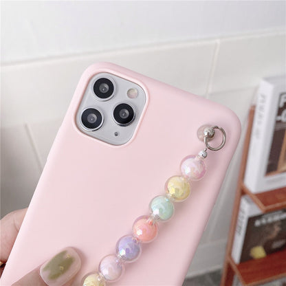 Anymob iPhone Black Beads Bracelet Chain Case Silicone Cover With Wrist Strap-Mobile Phone Cases-PEROZ Accessories