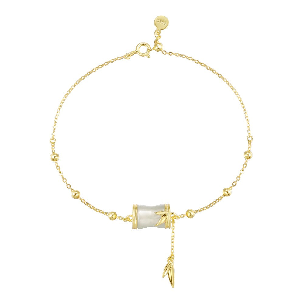 Anyco Bracelet S925 Gold Bamboo Joint Jade Bracelet Customize 22K Gold Plated Bracelets For Women Jewelry Necklaces Set-Bracelets-PEROZ Accessories