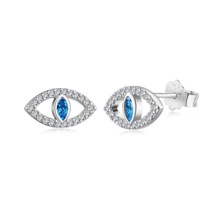 Anyco Earrings Silver Dainty Cz Cubic Zircon Blue Stone 18K Gold Plated S925 Sterling Silver Dangle Stud Earrings Jewelry Women-Earrings-PEROZ Accessories