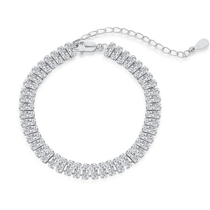 Anyco Bracelet Sterling Silver Platted 5mm Baguette Cut Zircon Full Diamond Bracelet Female Jewelry-Bracelets-PEROZ Accessories