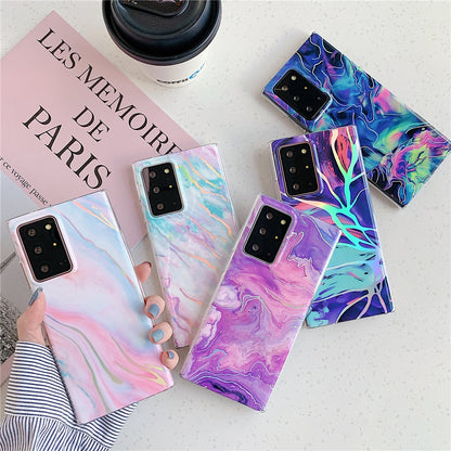 Anymob Samsung Blue And Pink Laser Gradient Marble Phone Case Silicon Cover-Mobile Phone Cases-PEROZ Accessories