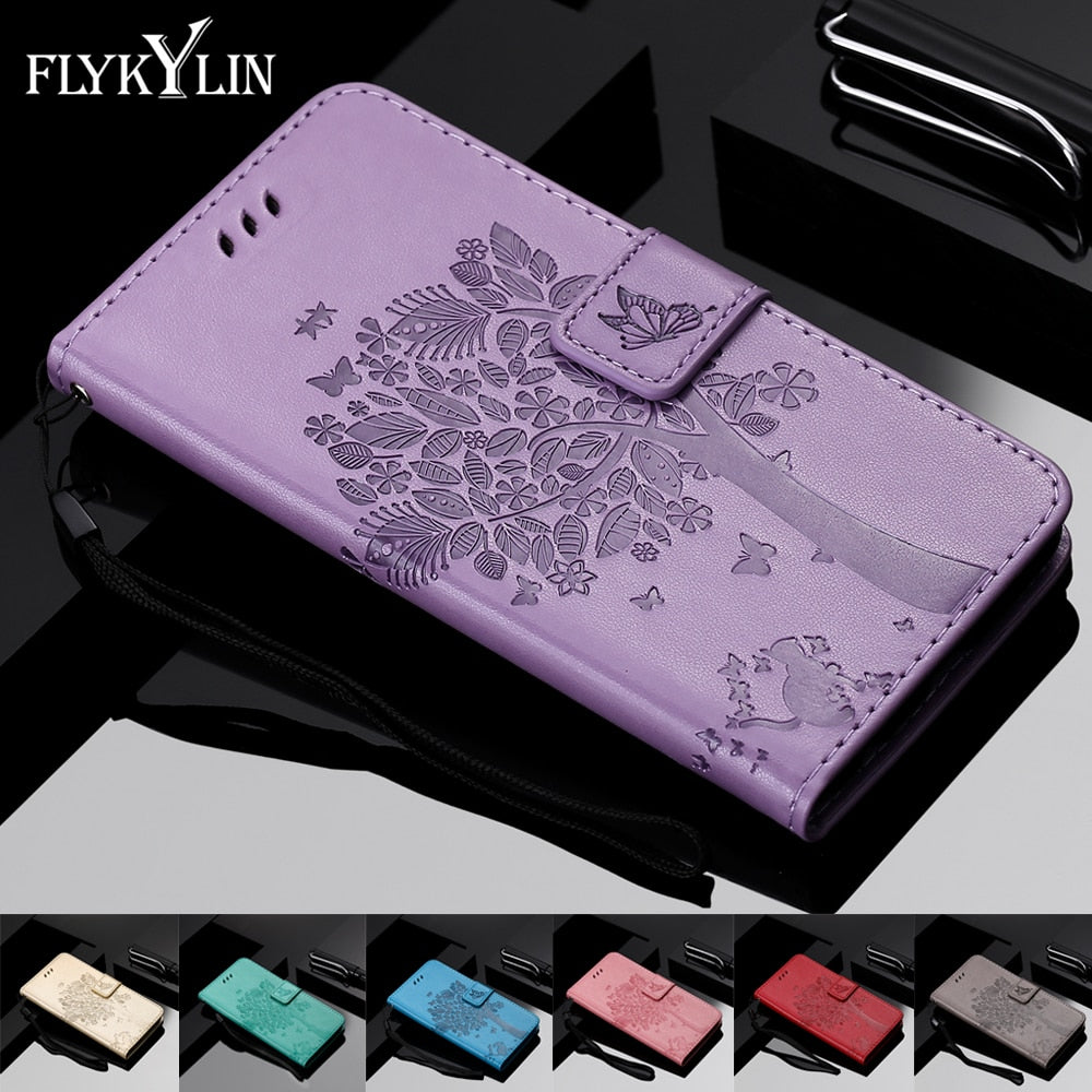 Anymob Samsung Peach Tree Cat Leather Flip Case Wallet Phone Cover Protection-Mobile Phone Cases-PEROZ Accessories