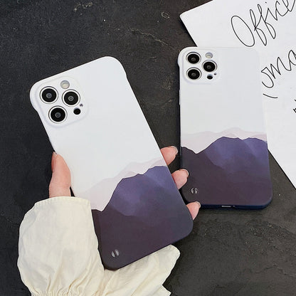 Anymob iPhone Case Gray and Blue Ink Painting Mountain Peak Liquid Texture Plastic Cover Rimless-Mobile Phone Cases-PEROZ Accessories