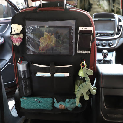Anypack Car Back Seat Organizer 2pc with Touch Screen Tablet Holder Kick Mats with Pocket for Toys-Car Accessories-PEROZ Accessories