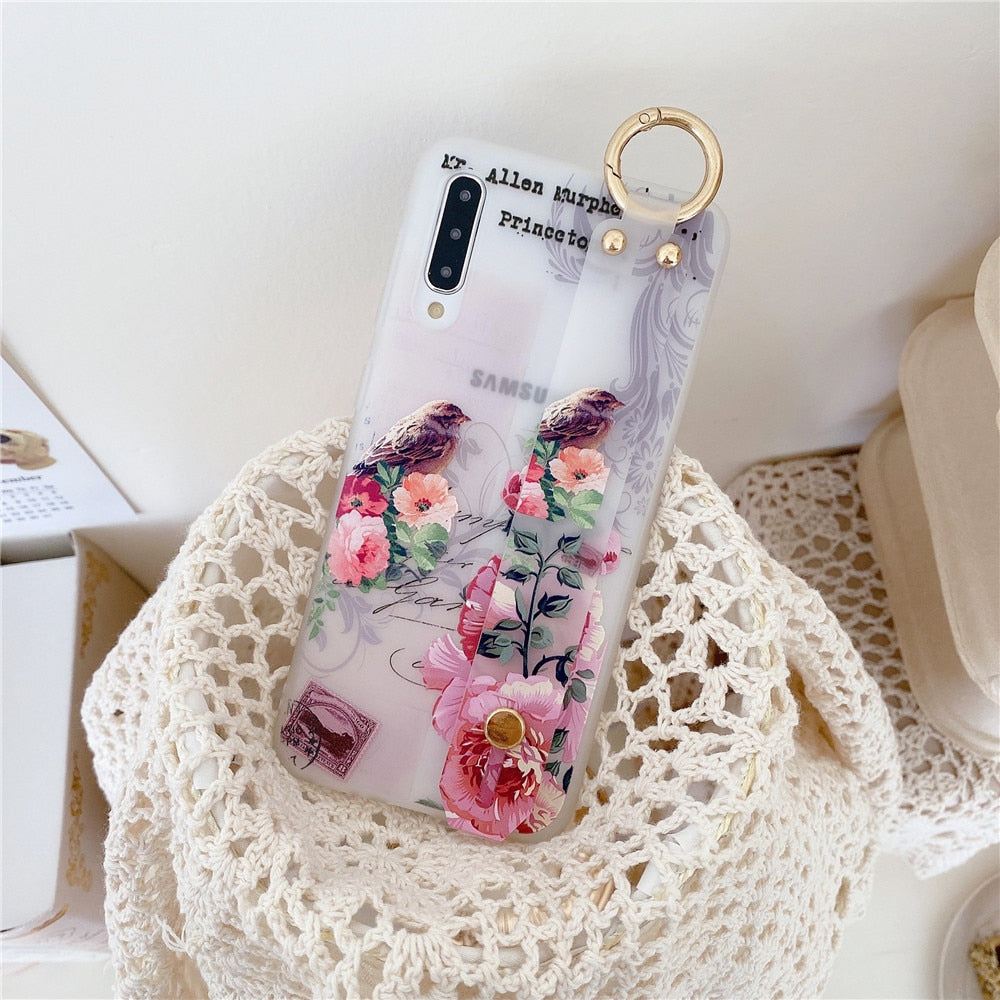 Anymob Samsung Multicolored Flower Flowers Case Wrist Strap Cover-Mobile Phone Cases-PEROZ Accessories