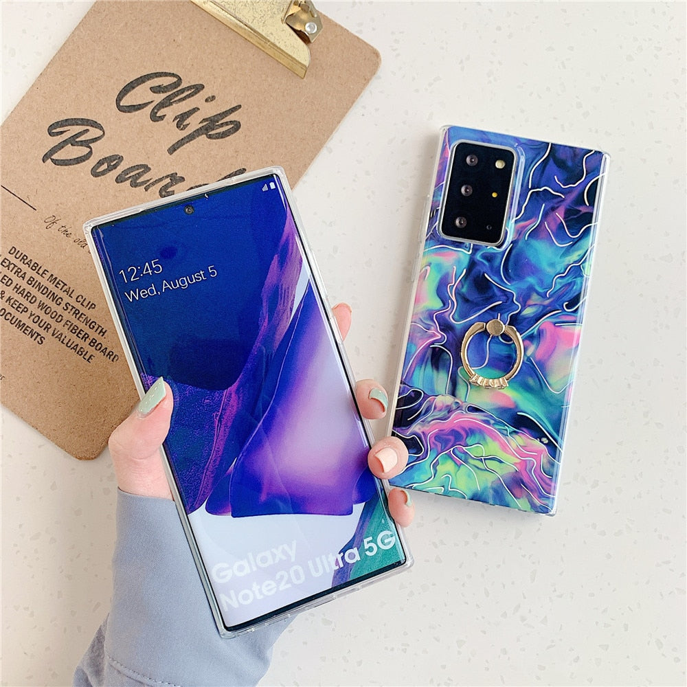 Anymob Samsung Case Purple Marble Protection Soft Cover With Ring Holder Stand-Mobile Phone Cases-PEROZ Accessories