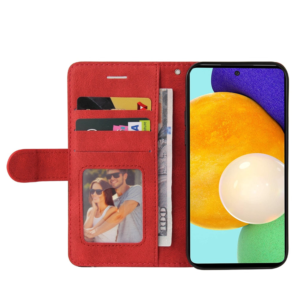 Anymob Samsung Blue And Red Leather Wallet Flip Case Protective Phone Cover-Mobile Phone Cases-PEROZ Accessories