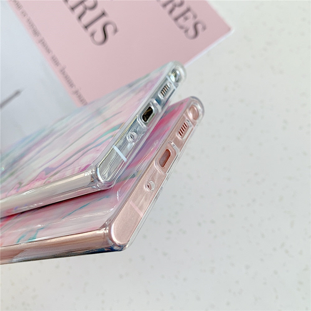 Anymob Samsung Blue And Pink Laser Gradient Marble Phone Case Silicon Cover-Mobile Phone Cases-PEROZ Accessories