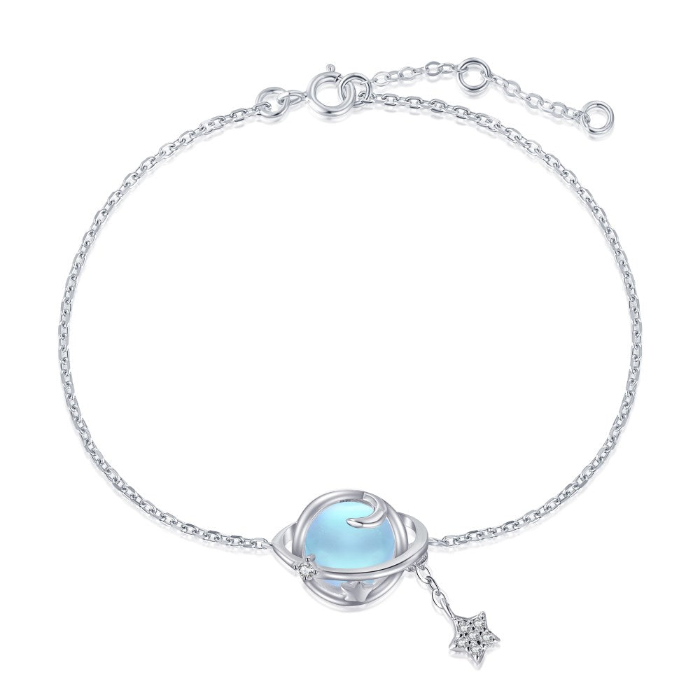 Anyco Bracelet Sterling Silver Planet Star Bracelet 5A Cubic Zirconia Link Chain Tennis Bracelets-Bracelets-PEROZ Accessories