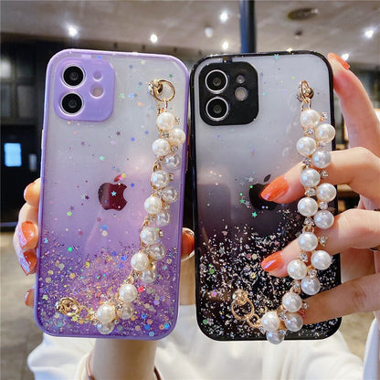Anymob iPhone Case Yellow Pearl Bracelet Glitter Shockproof Camera Protection Cover-Mobile Phone Cases-PEROZ Accessories