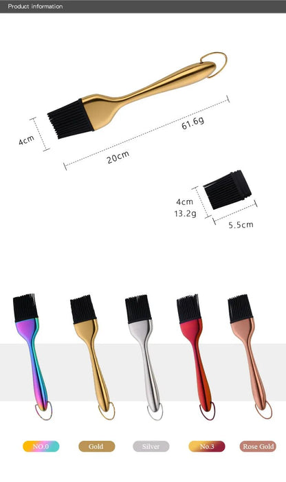 AnyGleam Brush Silver Stainless Steel Handle Oil for BBQ and Bread Basting Kitchen Utensils-Kitchen &amp; Dining-PEROZ Accessories