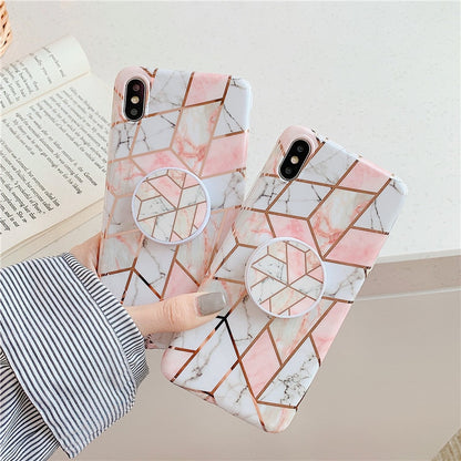 Anymob iPhone Ocean Green Holder Stand Case Back Cover Marble Art Silicone Phone Cover-Mobile Phone Cases-PEROZ Accessories