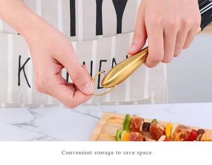 AnyGleam Brush Gold Stainless Steel Handle Oil for BBQ and Bread Basting Kitchen Utensils-Kitchen &amp; Dining-PEROZ Accessories