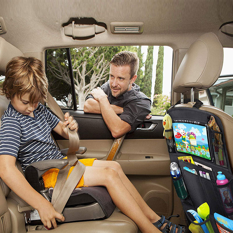 Anypack Car Back Seat Organizer 2pc with Touch Screen Tablet Holder Kick Mats with Pocket for Toys-Car Accessories-PEROZ Accessories