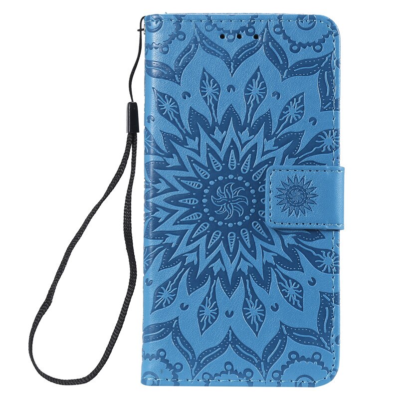 Anymob Huawei Phone Case Blue Flower Design Flip Leather Wallet Phone Cover-PEROZ Accessories