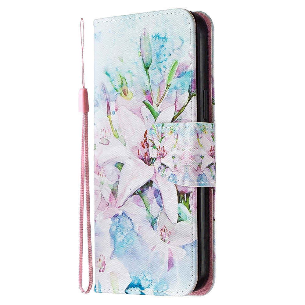 Anymob iPhone Case Multicolor Flowers Flip Leather Fashion Colorful Flower Painted Wallet Phone Bags-Mobile Phone Cases-PEROZ Accessories
