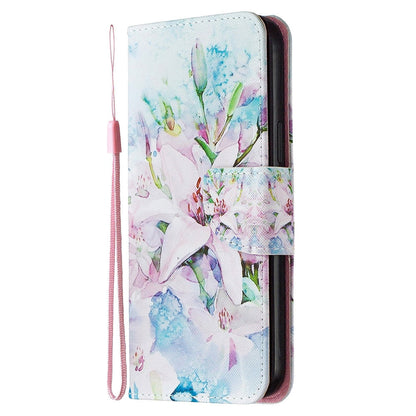 Anymob iPhone Case Light Pink Flower Flip Leather Fashion Colorful Flower Painted Wallet Phone Bags-Mobile Phone Cases-PEROZ Accessories
