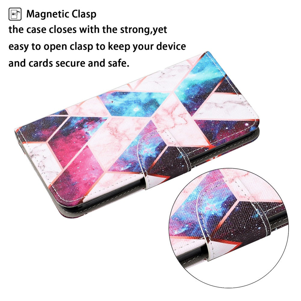 Anymob Samsung Blue Yellow Butterfly Pattern Phone Case Magnetic Flip Leather Wallet Painted Cover-Mobile Phone Cases-PEROZ Accessories