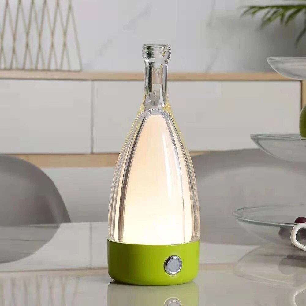 Anyhouz Luxury Lamp Bluetooth Speaker Red Wine Bottle Home Decor USB Rechargeable Table Accents for Bedroom Hotel Living Room-Table Lamps-PEROZ Accessories
