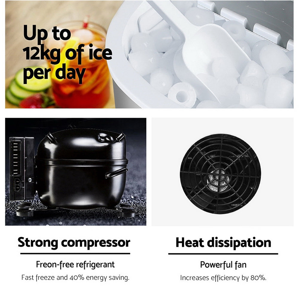 Devanti Portable Ice Cube Maker - Silver-Appliances &gt; Kitchen Appliances-PEROZ Accessories