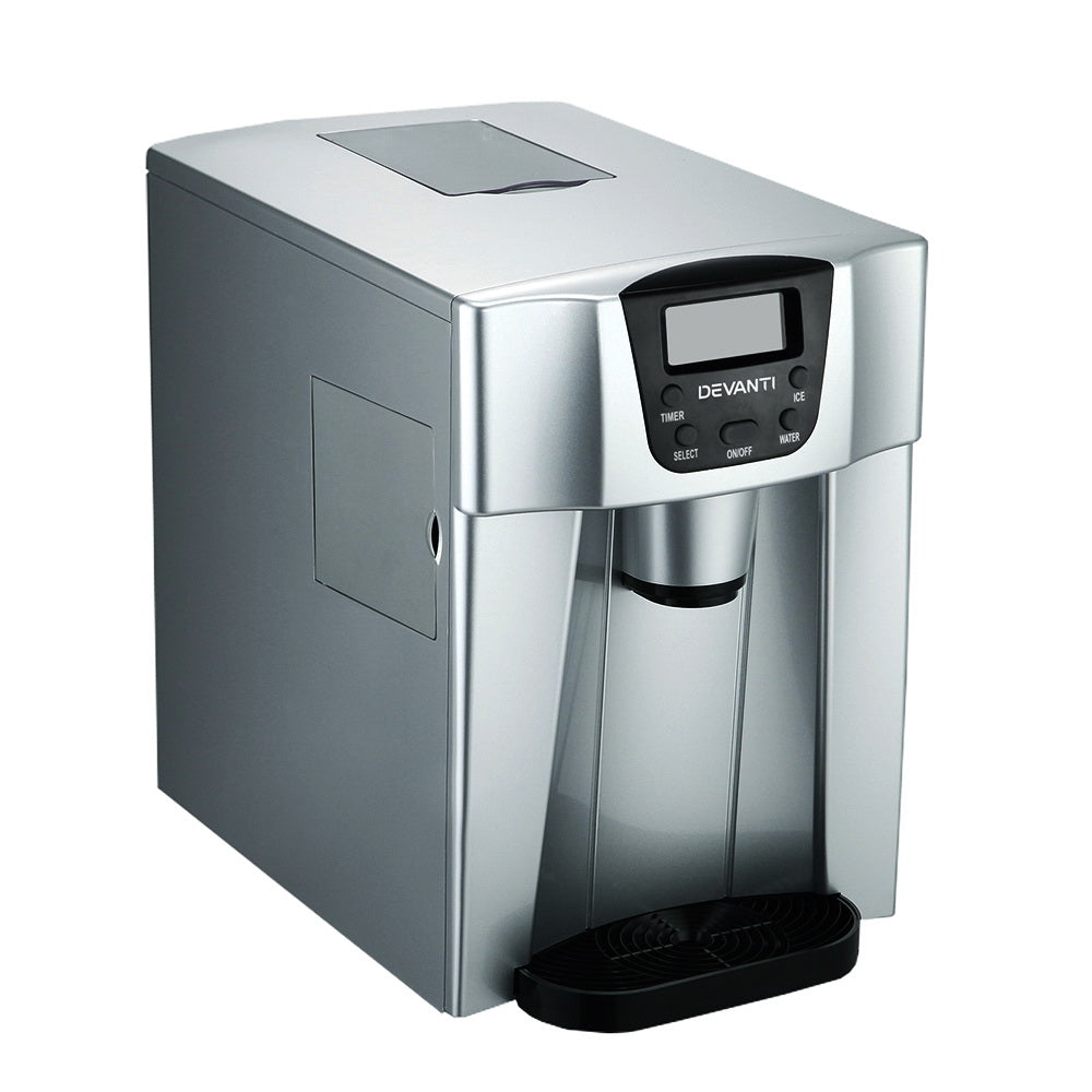 Devanti 2L Portable Ice Cuber Maker &amp; Water Dispenser - Silver-Appliances &gt; Kitchen Appliances-PEROZ Accessories