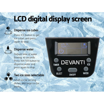 Devanti 2L Portable Ice Cuber Maker &amp; Water Dispenser - Silver-Appliances &gt; Kitchen Appliances-PEROZ Accessories