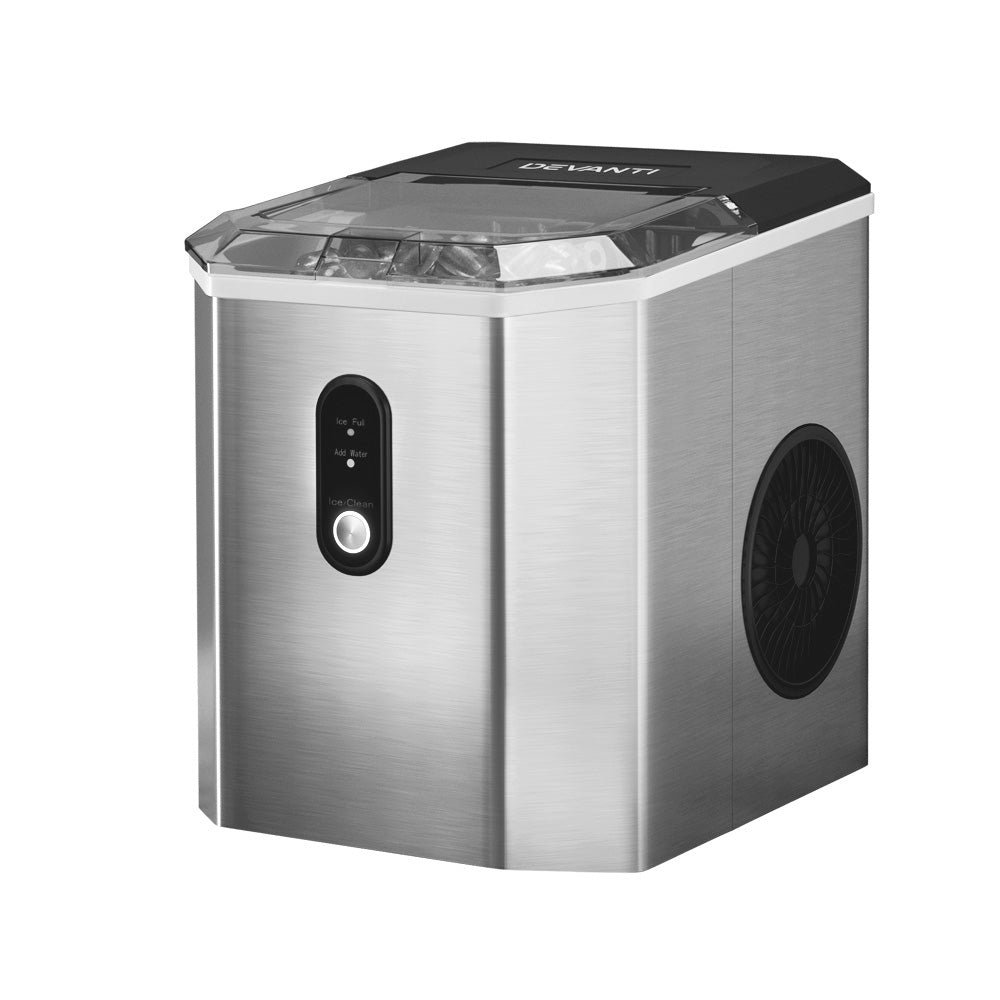 Devanti Portable Ice Maker Machine Ice Cube 12kg Bar Countertop Stainless Steel-Appliances &gt; Kitchen Appliances-PEROZ Accessories