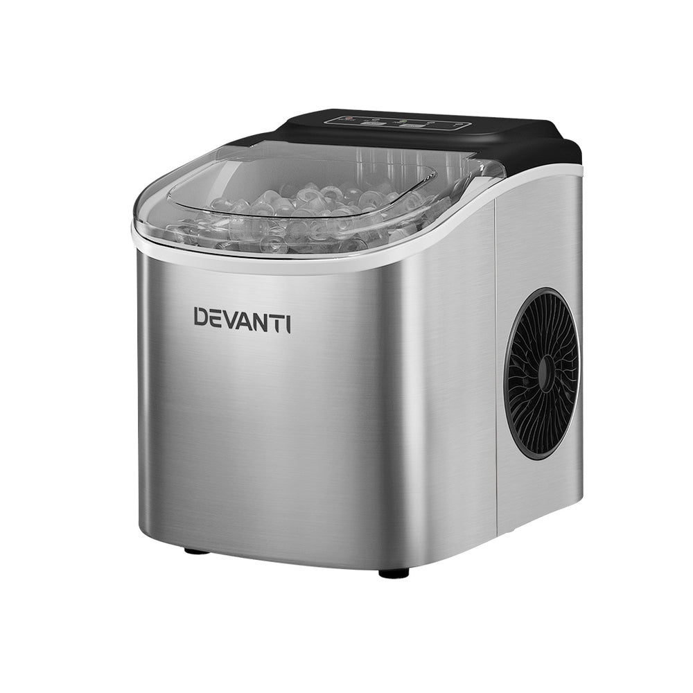 Devanti 12kg Ice Maker Machine w/Self Cleaning Portable Ice Cube Tray 2L White-Appliances &gt; Kitchen Appliances-PEROZ Accessories