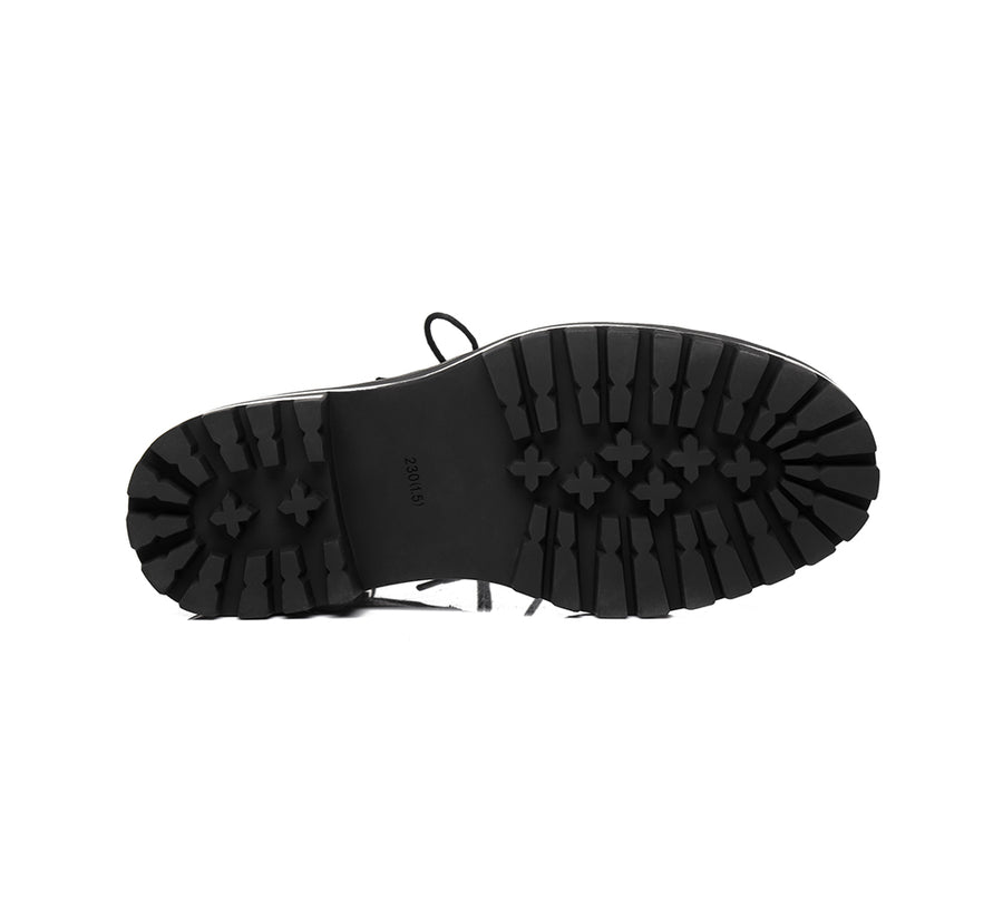 TARRAMARRA Zipper Chunky Black Leather Boots Women Leona-Boots-PEROZ Accessories