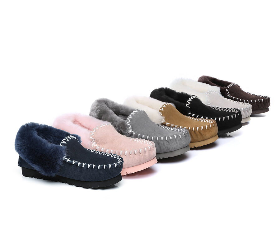 Australian Shepherd UGG Ankle Slippers Unisex Popo Premium Sheepskin Moccasins-Slippers-PEROZ Accessories