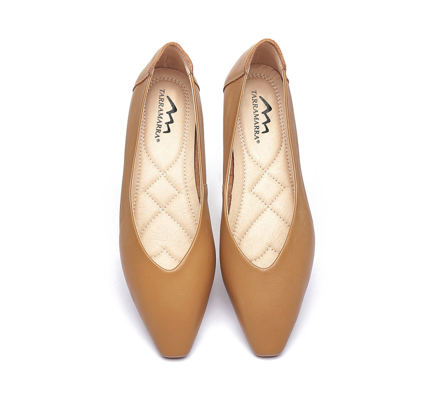 TARRAMARRA Pointed Toe Leather Ballet Flats Women Everly-Flats-PEROZ Accessories