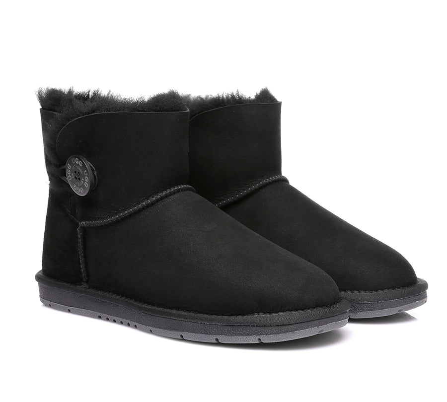 Australian Shepherd Kids AS Mini Button UGG Boots Water Resistant-Kid Boots-PEROZ Accessories