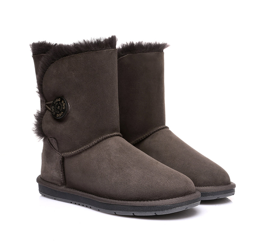 Australian Shepherd Kids AS Short Button UGG Boots Water Resistant-Kid Boots-PEROZ Accessories
