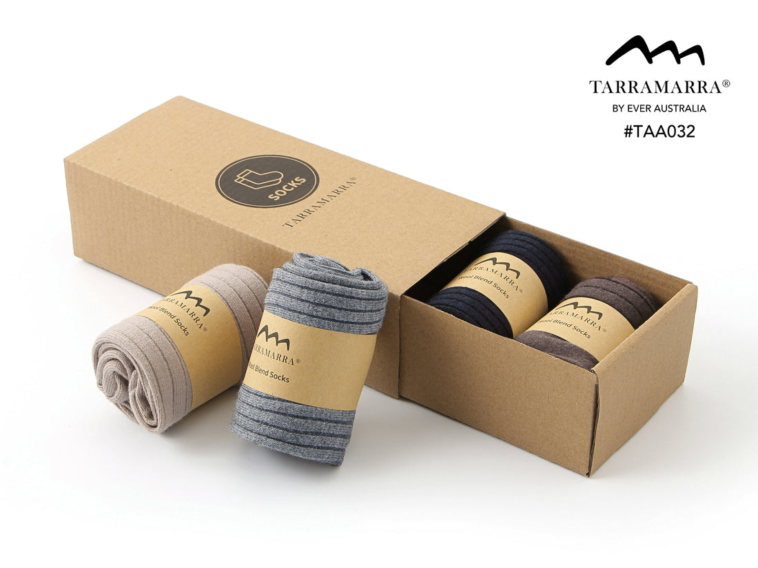 TARRAMARRA Men Wool Blend Socks 4 Pairs Pack-Socks-PEROZ Accessories
